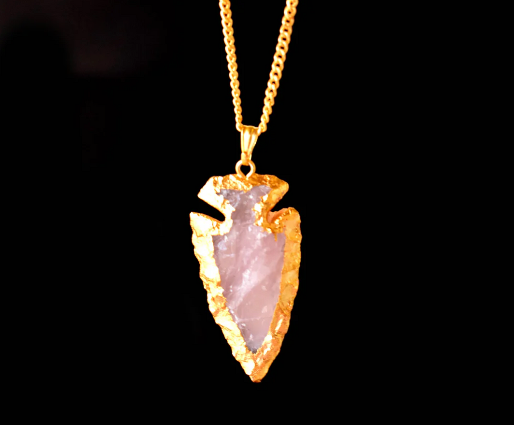 Rose Quartz Arrowhead Pendant