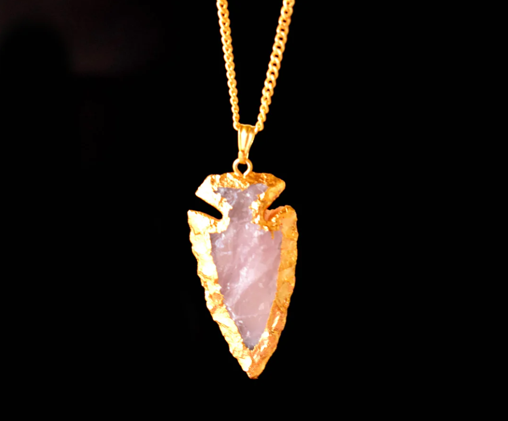 Rose Quartz Arrowhead Pendant
