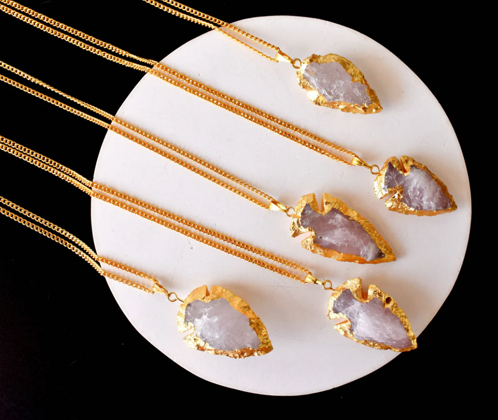 Rose Quartz Arrowhead Pendant